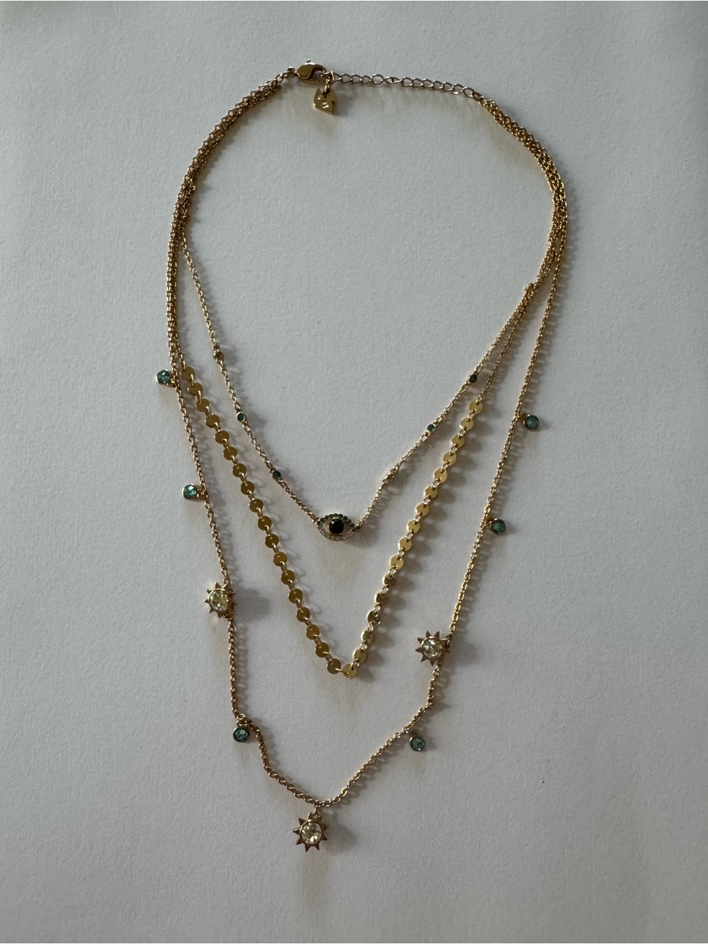 Swarovski Gold-Tone Layered Charm Necklace - Picture 2 of 5